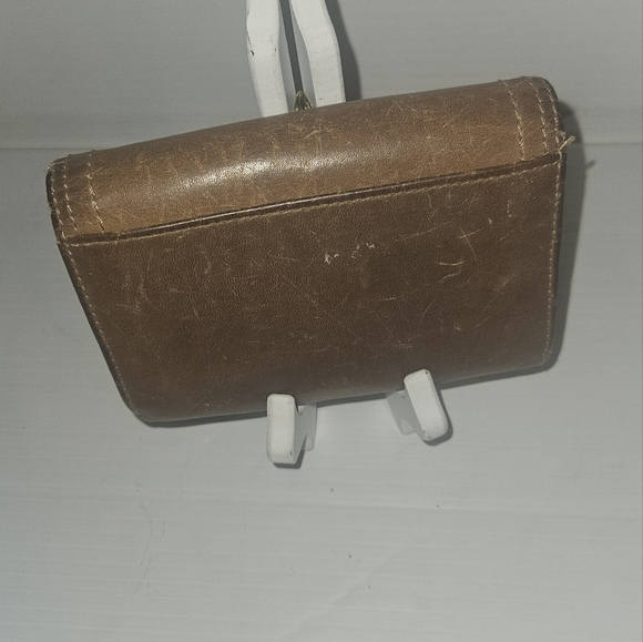 Vintage Coach Brown Leather Stitched Buckle Trifold Square Wallet Y2K Classic - Picture 2 of 8
